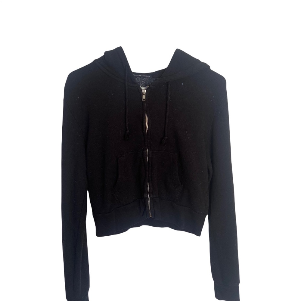 black brandy melville zip up cropped hoodie
